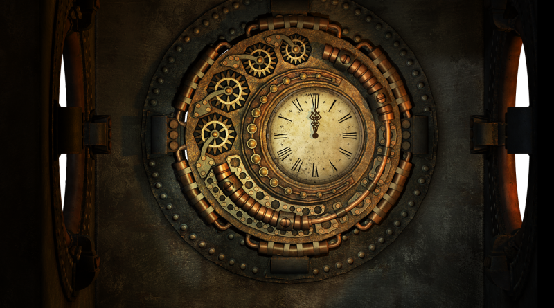 steampunk, clock, clockwork