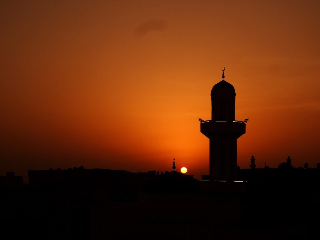 masjid, sunset, mosque