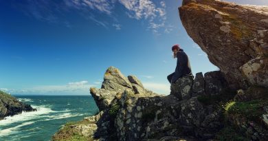 woman, sea, cliffs