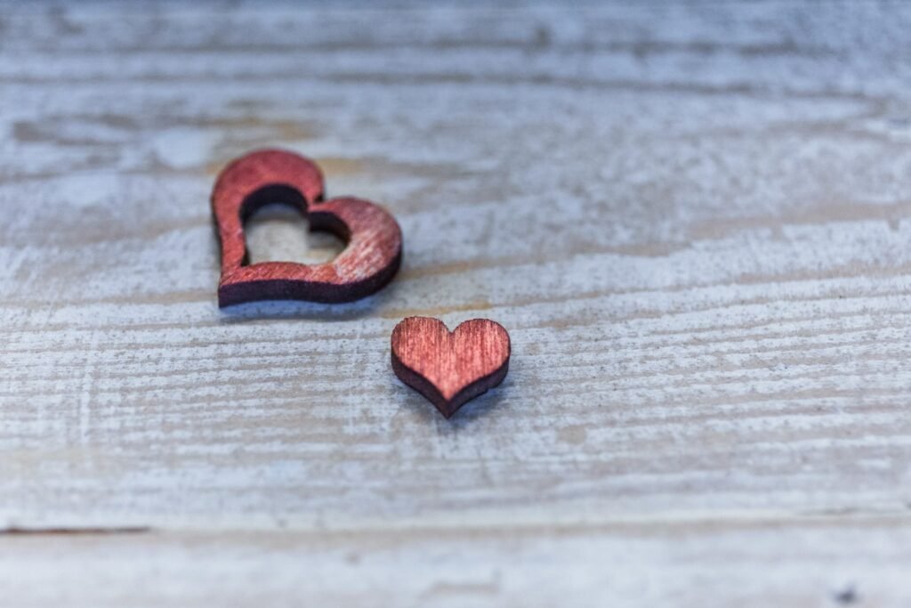 two red hearts cutout