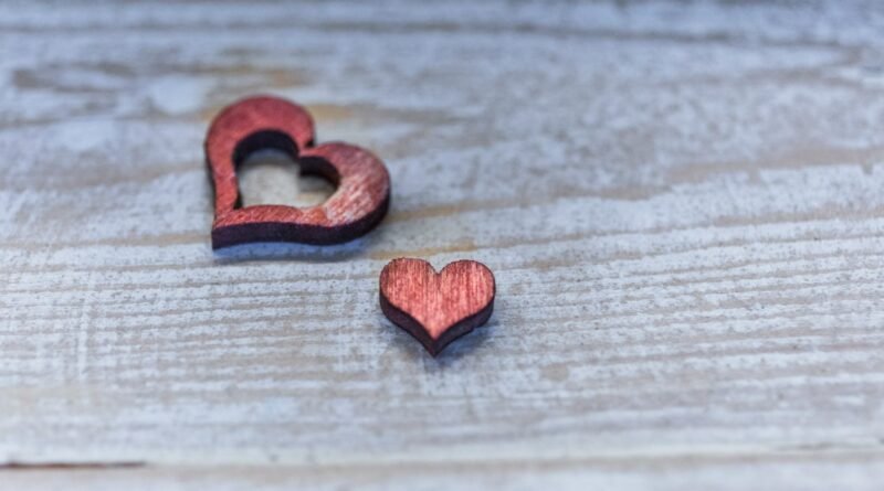 two red hearts cutout