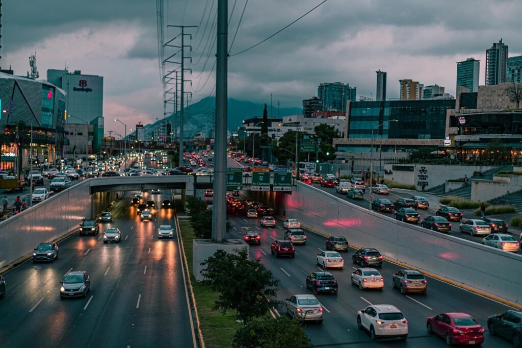 city, modern, calm, highway, road, cars, vehicle, light, city, city, highway, highway, highway, highway, highway, cars