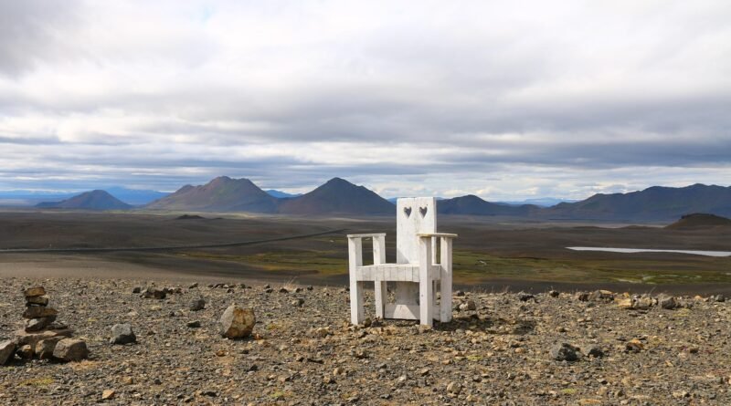 nature, lonely, iceland, landscape, chair, seat, crown, throne, heaven, romantic, cold, alone, contrast, weather, time travel, atmospheric, beautiful, mystical, the atmosphere, mountains, throne, throne, throne, throne, throne