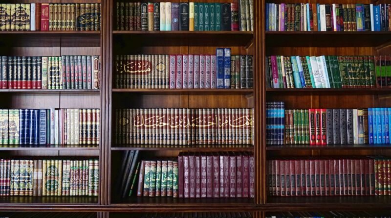 a book shelf filled with lots of books